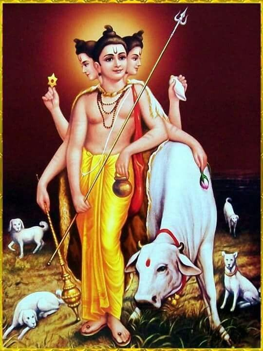 Lord Dattatreya Sacred Celestial Artwork - Shri GuruDatta Astroved